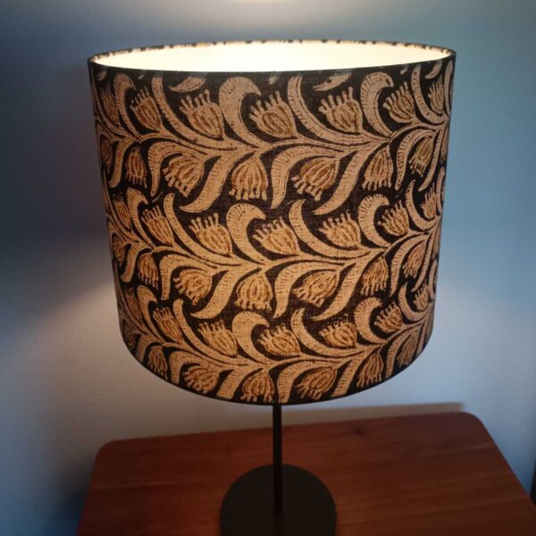 Abat-jour pour lampe blockprint noir jaune safran et beige